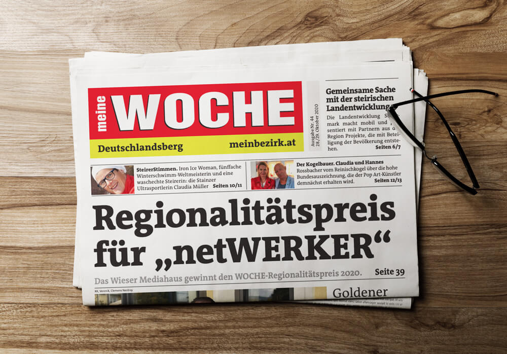 Zeitungs-Titelseite: netWERKER Mediahaus gewinnt Woche Regionalitätspreis