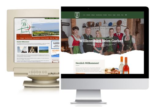 Unterschied alt neu Webseite Buschenschank Garber