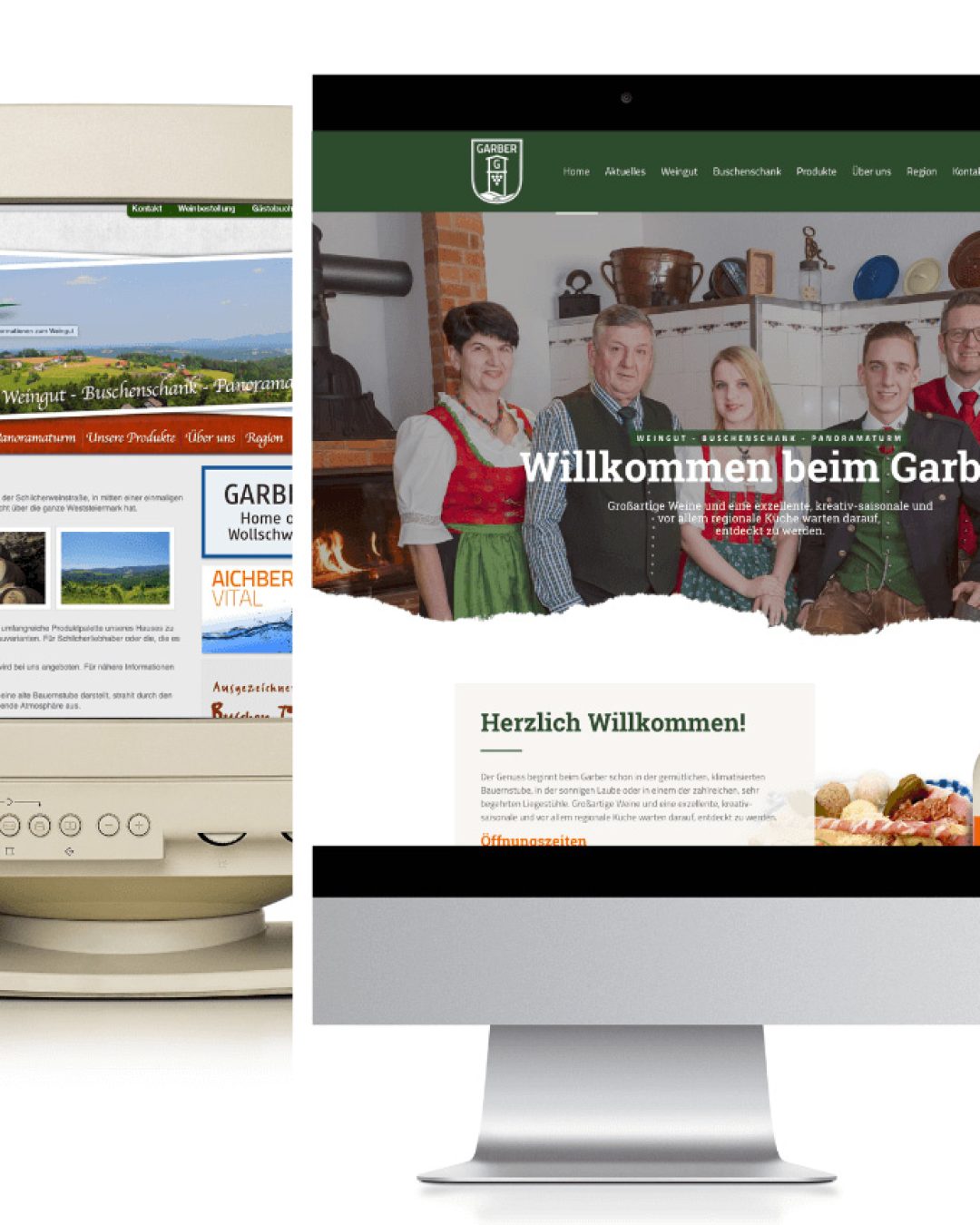 Unterschied alt neu Webseite Buschenschank Garber